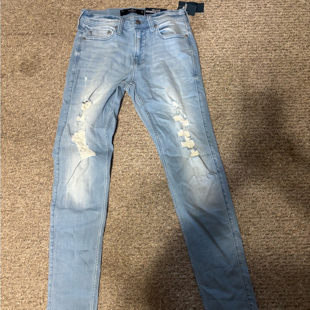 Hollister Blue Slim Straight Jeans Distressed